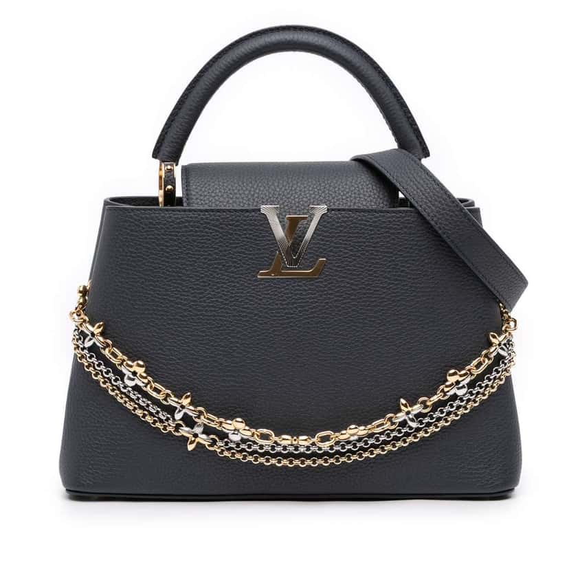 Louis Vuitton Taurillon Chain Capucines MM Blue Leather Good condition - Front View