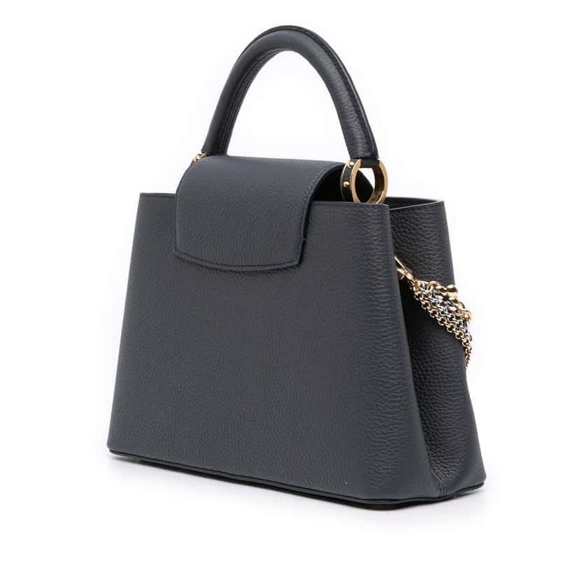 Louis Vuitton Taurillon Chain Capucines MM Blue Leather Good condition - Back View