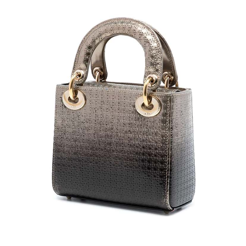 Dior Mini Metallic Patent Microcannage Ombre Lady Dior Gold Leather Good condition - Back View