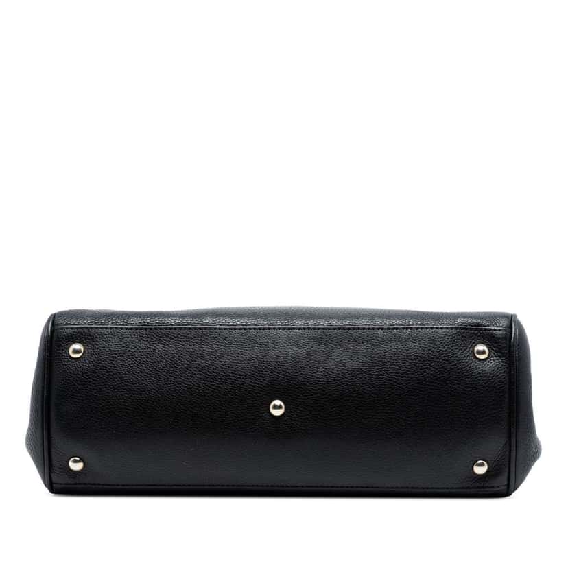Gucci Medium Calfskin Bamboo Shopper Satchel Black Leather Good condition - Inside View