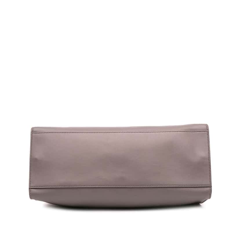 Gucci Medium Leather Bamboo Nymphaea Satchel Grey Leather Good condition - Inside View