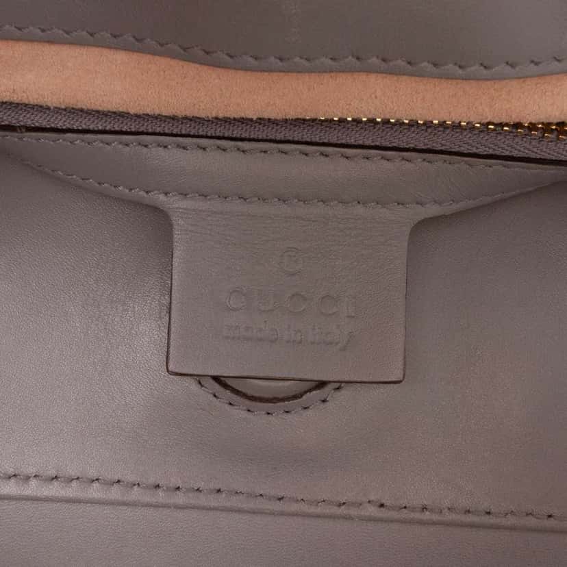 Gucci Medium Leather Bamboo Nymphaea Satchel Grey Leather Good condition - Box View