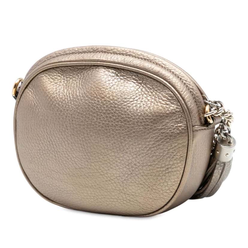 Gucci Mini Metallic Pebbled Calfskin Soho Chain Crossbody Gold Leather Good condition - Back View