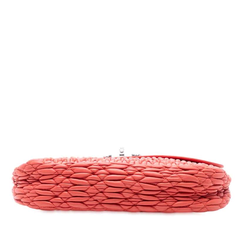 Miu Miu Matelasse Leather Crystal Flap Crossbody Red Leather Good condition - Inside View