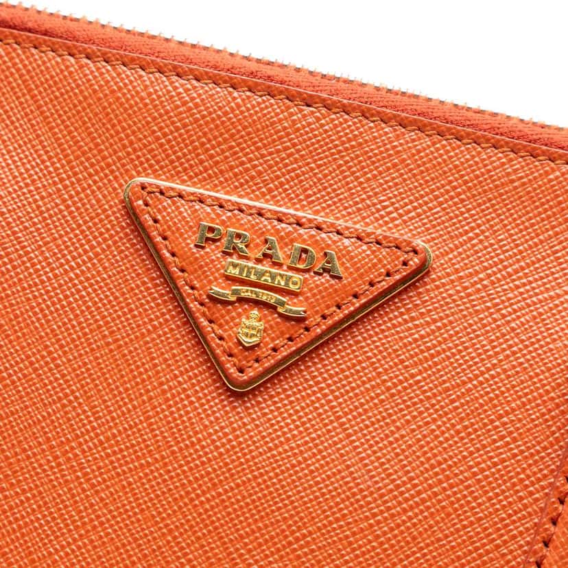 Prada Medium Saffiano Lux Promenade Satchel Orange Leather Good condition - Box View