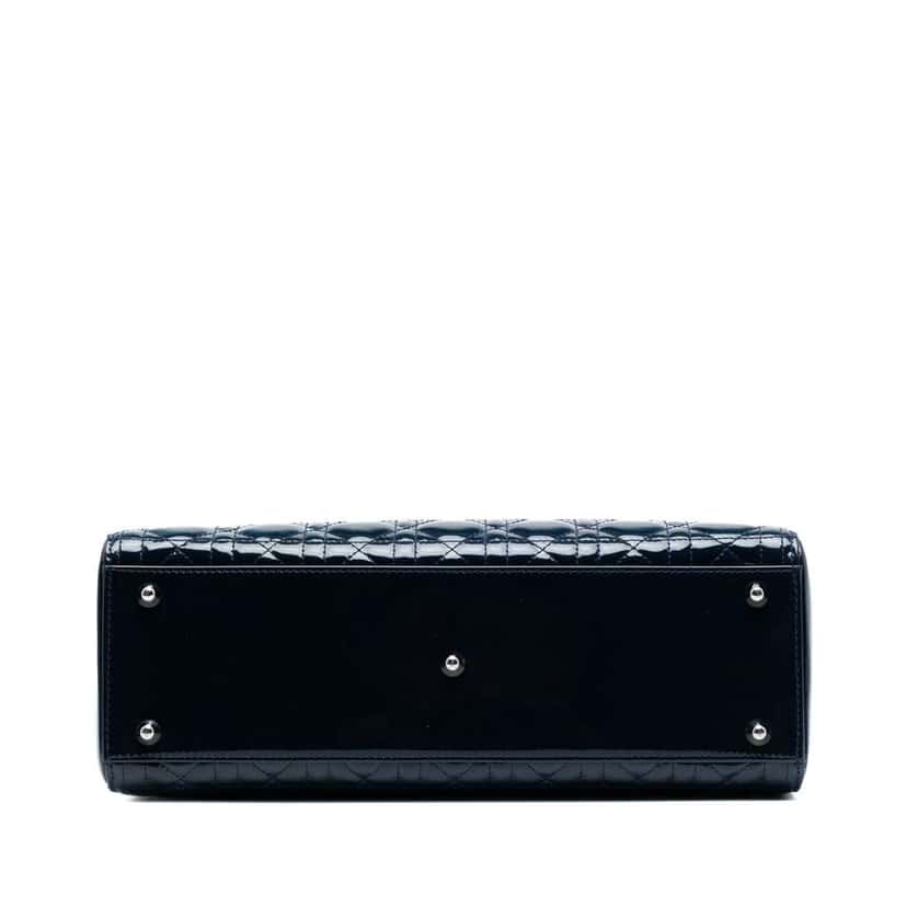 Dior Large Patent Cannage Lady Dior Blue Leather Good condition - Inside View