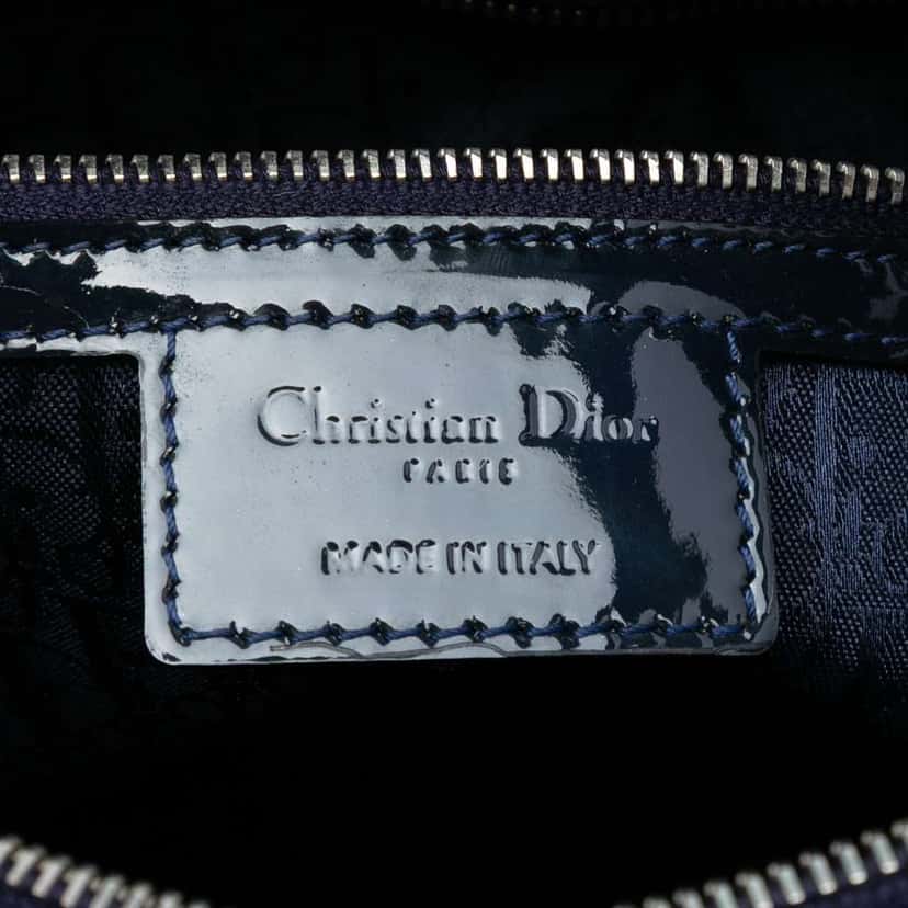 Dior Large Patent Cannage Lady Dior Blue Leather Good condition - Box View