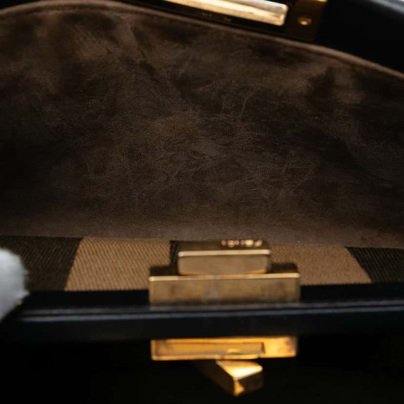 Fendi Medium Shiny Nappa Peekaboo Iconic Satchel Black Leather Good condition - Model View