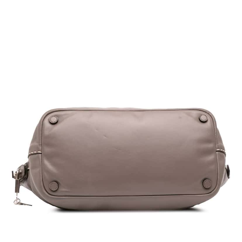 Prada City Calf Hand Stitched Zip Tote Brown Leather Good condition - Inside View