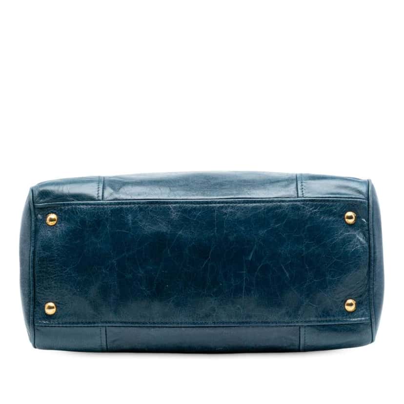 Prada Vitello Shine Satchel Blue Leather Good condition - Inside View