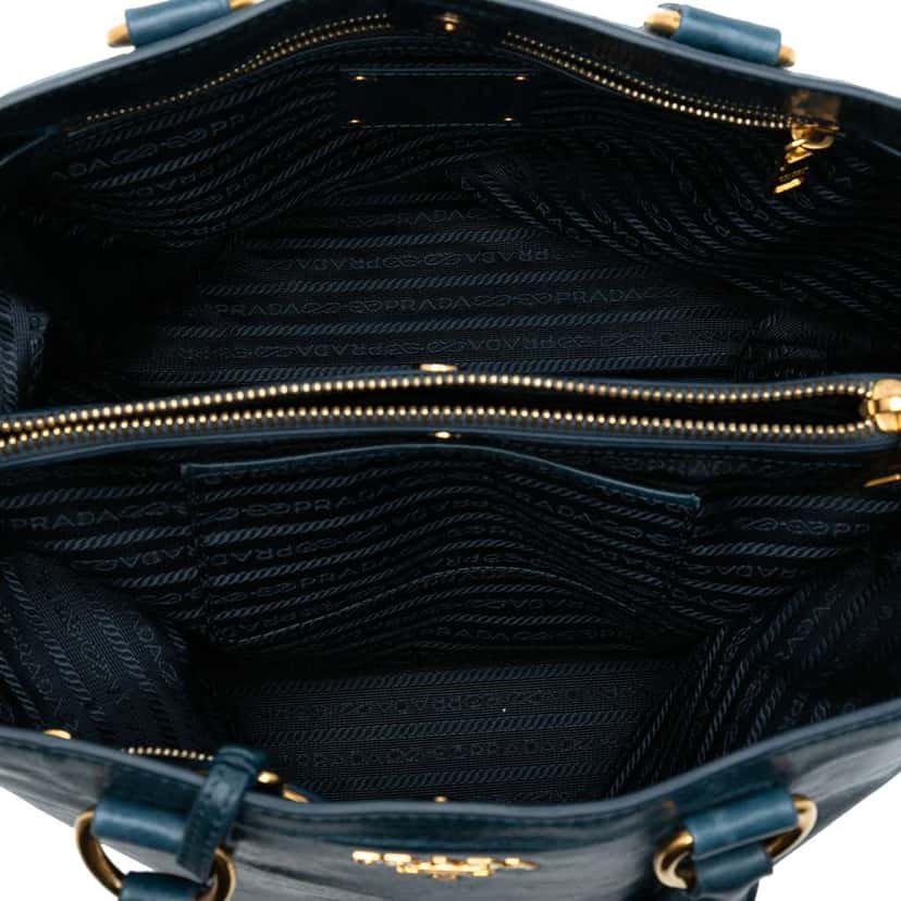 Prada Vitello Shine Satchel Blue Leather Good condition - Model View