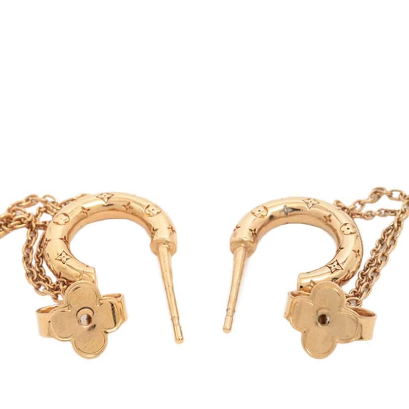 Louis Vuitton Mini Nanogram Hoop Earrings Gold Metal Good condition - Back View
