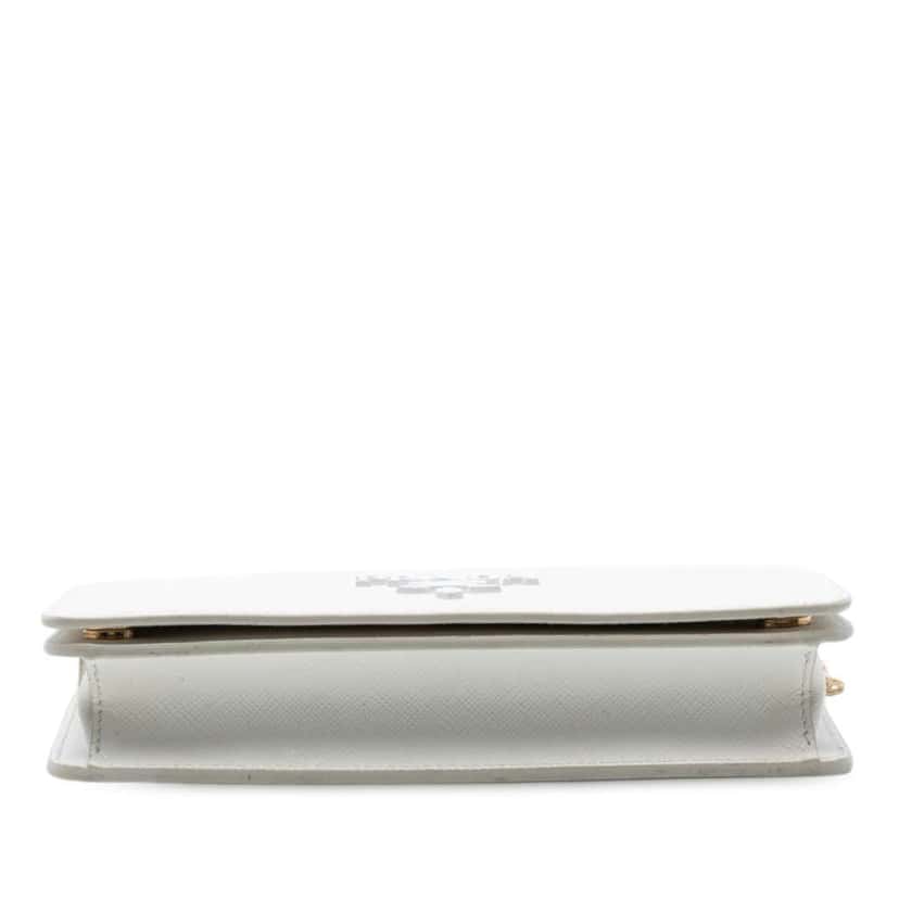 Prada Saffiano Lux Monochrome Wallet on Chain White Leather Good condition - Inside View