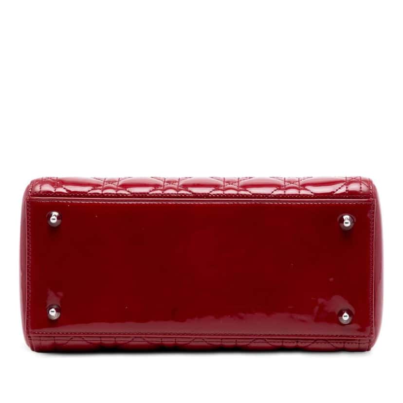Dior Medium Patent Cannage Lady Dior Red Leather Good condition - Inside View