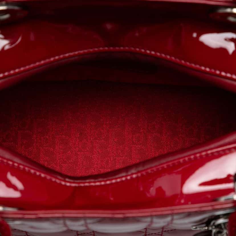 Dior Medium Patent Cannage Lady Dior Red Leather Good condition - Model View