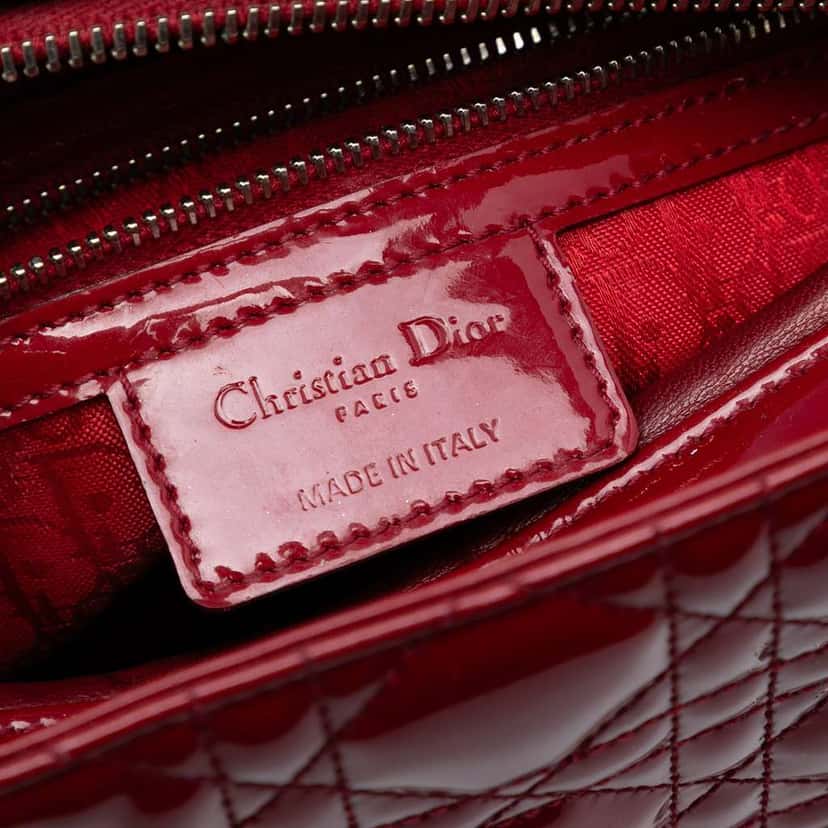 Dior Medium Patent Cannage Lady Dior Red Leather Good condition - Box View