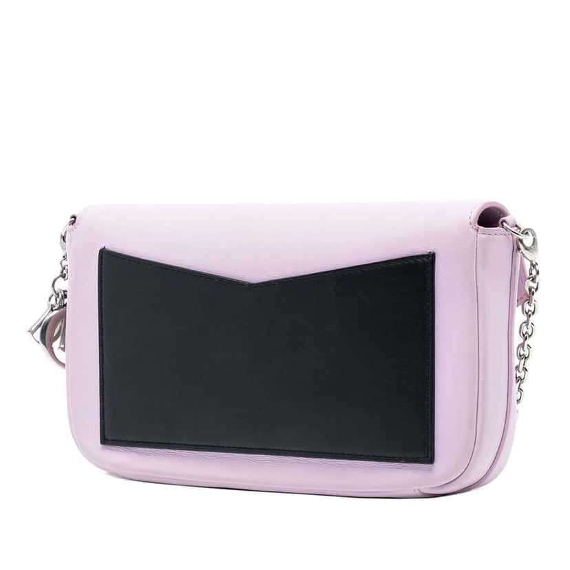 Dior Tricolor Leather Turn Lock Wallet on Chain Pink Leather Very good condition - Back View