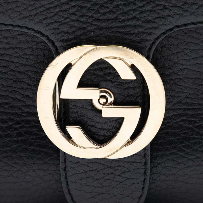 Gucci Small Dollar Calf Interlocking G Satchel Black Leather Good condition - Box View