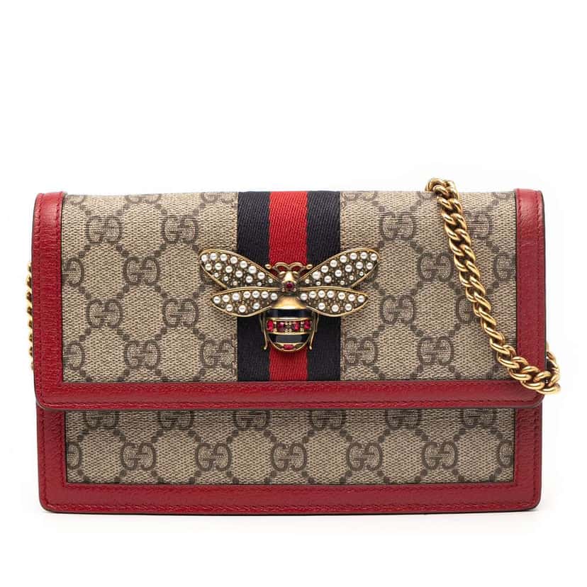 Gucci GG Supreme Queen Margaret Wallet on Chain Brown Canvas Good condition - Front View