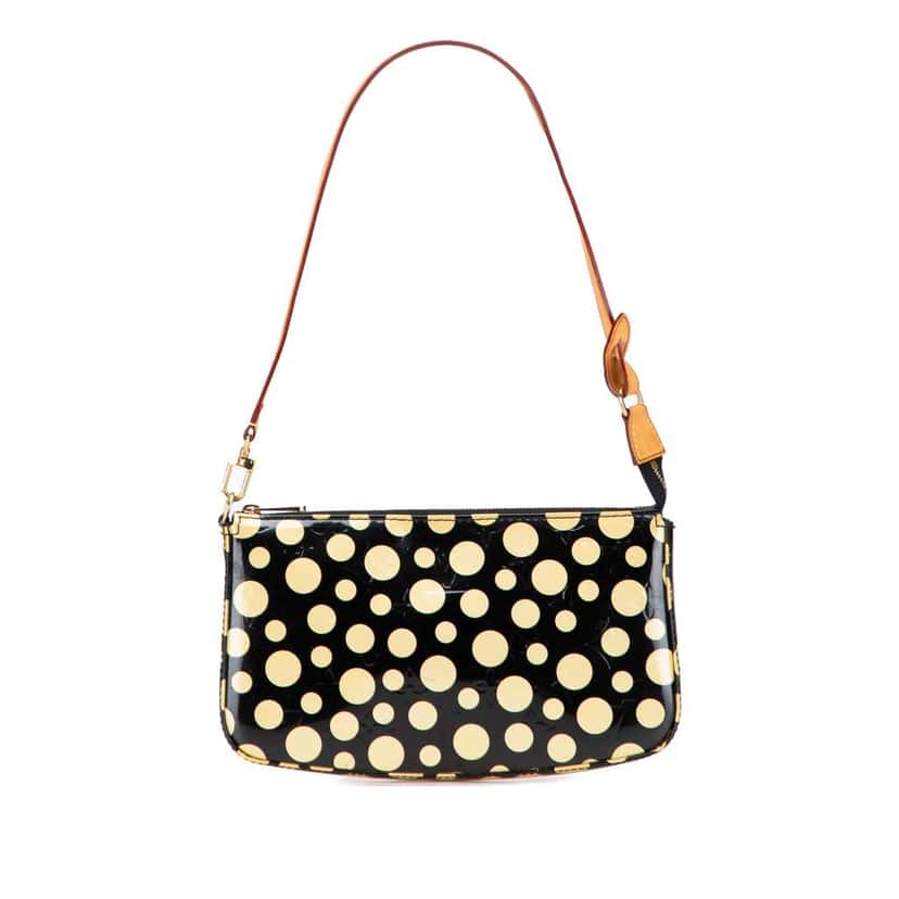 Louis Vuitton Yayoi Kusama Monogram Vernis Dots Infinity Pochette Accessoires Black Leather Good condition - Front View