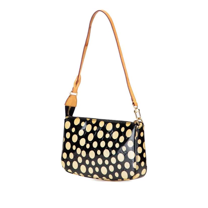 Louis Vuitton Yayoi Kusama Monogram Vernis Dots Infinity Pochette Accessoires Black Leather Good condition - Back View