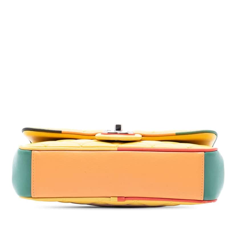 Chanel Small CC Quilted Multicolor Lambskin Acrylic Cuba Flap Yellow Leather Good condition - Inside View