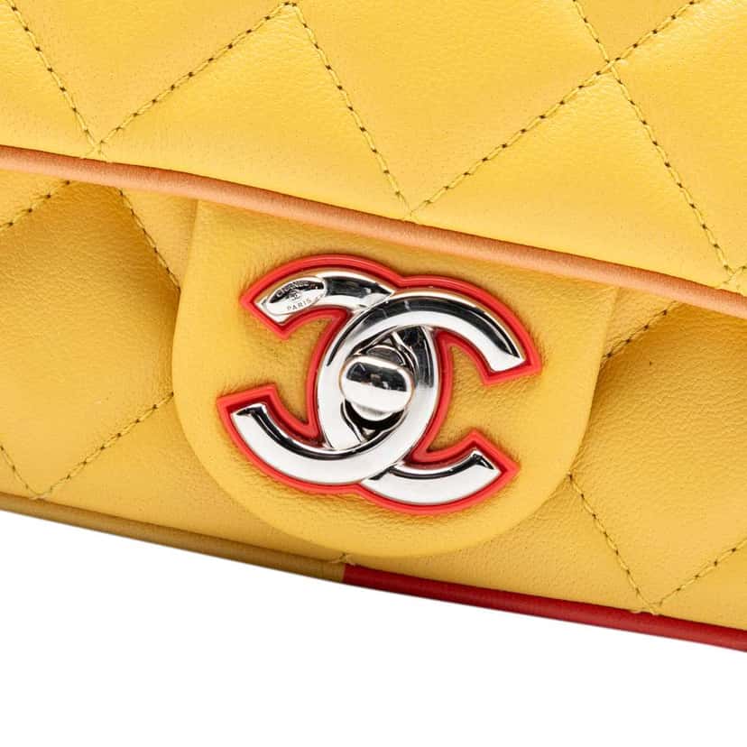 Chanel Small CC Quilted Multicolor Lambskin Acrylic Cuba Flap Yellow Leather Good condition - Box View