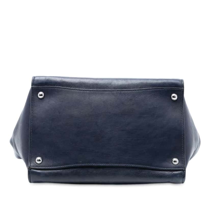 Prada Glace Calf Twin Pocket Double Handle Satchel Blue Leather Good condition - Inside View
