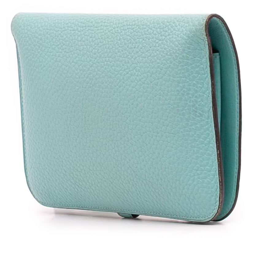 Hermès Togo Dogon Duo Wallet GM Blue Leather Good condition - Back View