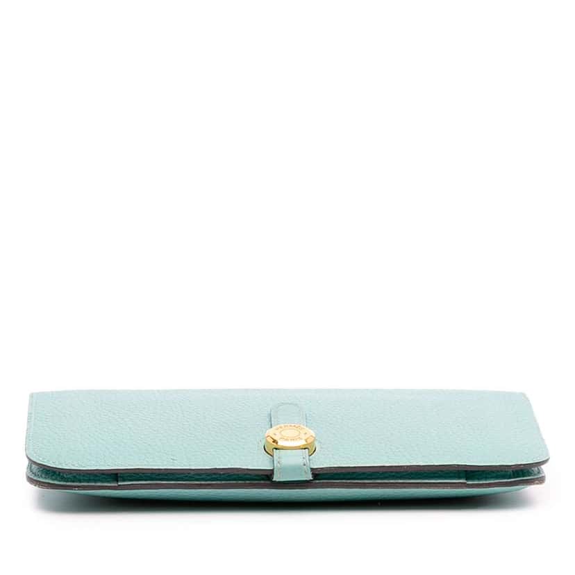 Hermès Togo Dogon Duo Wallet GM Blue Leather Good condition - Inside View