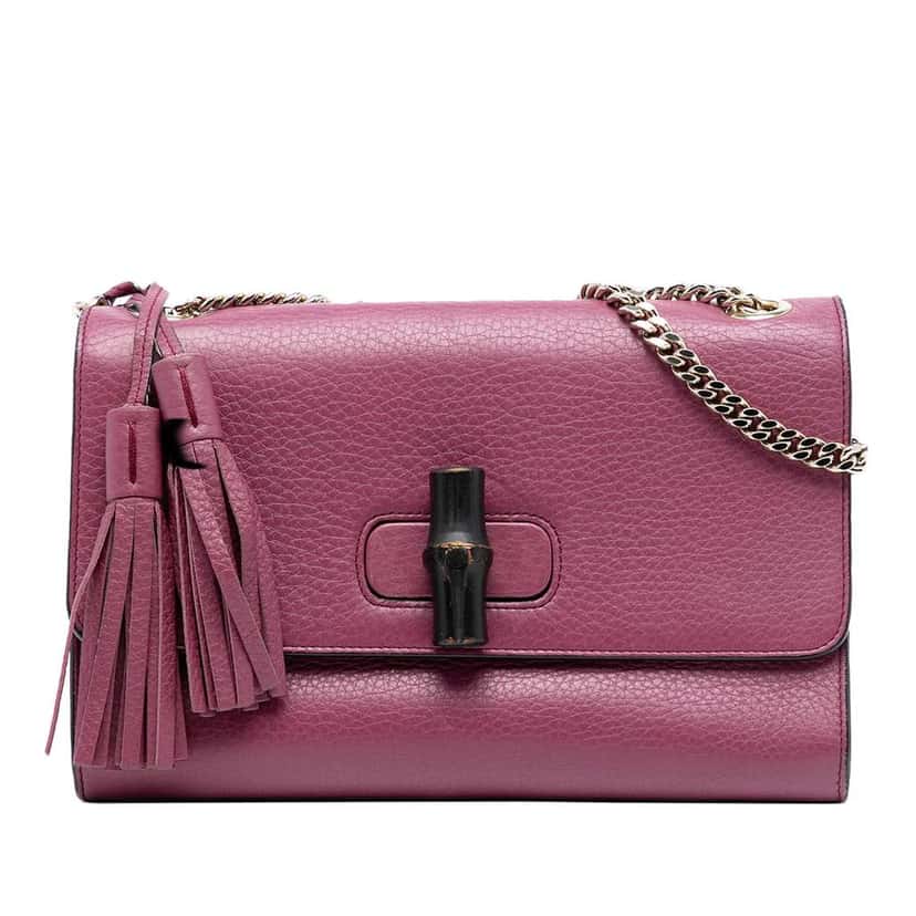 Gucci Medium Leather Miss Bamboo Crossbody Pink Leather Good condition - Front View