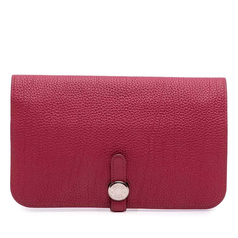 Hermès Togo Dogon Duo Wallet GM Red Leather Good condition - Front View