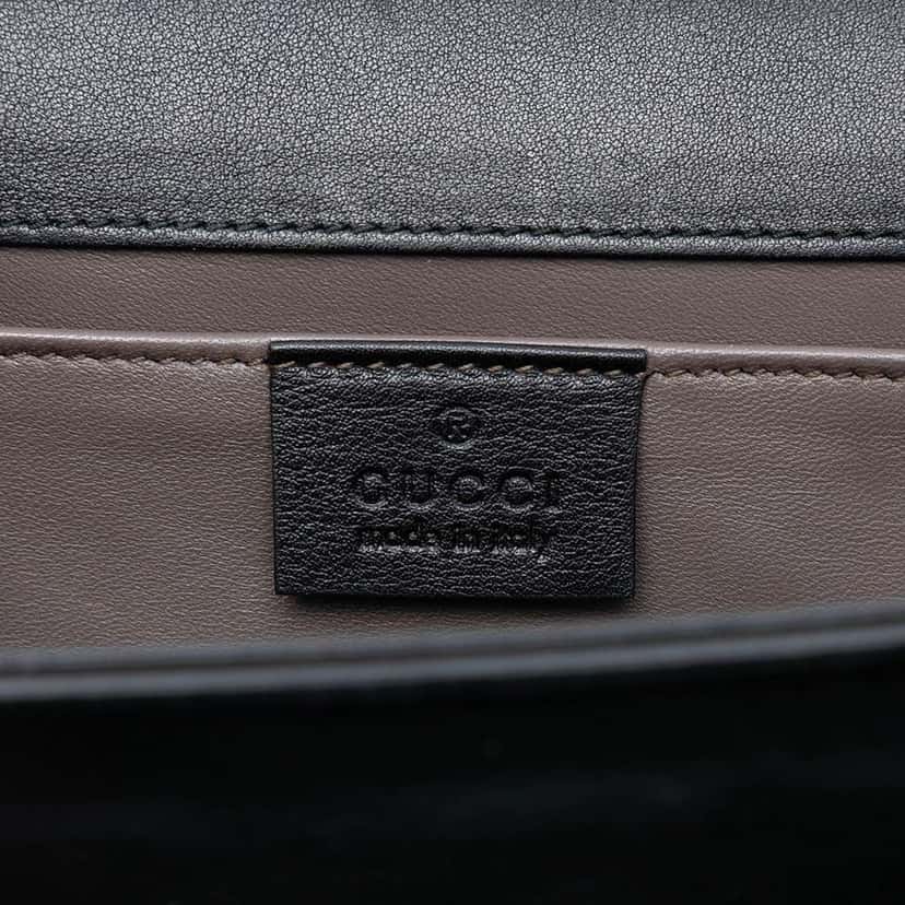 Gucci Suede Broadway Crystal Clutch Black Leather Good condition - Box View