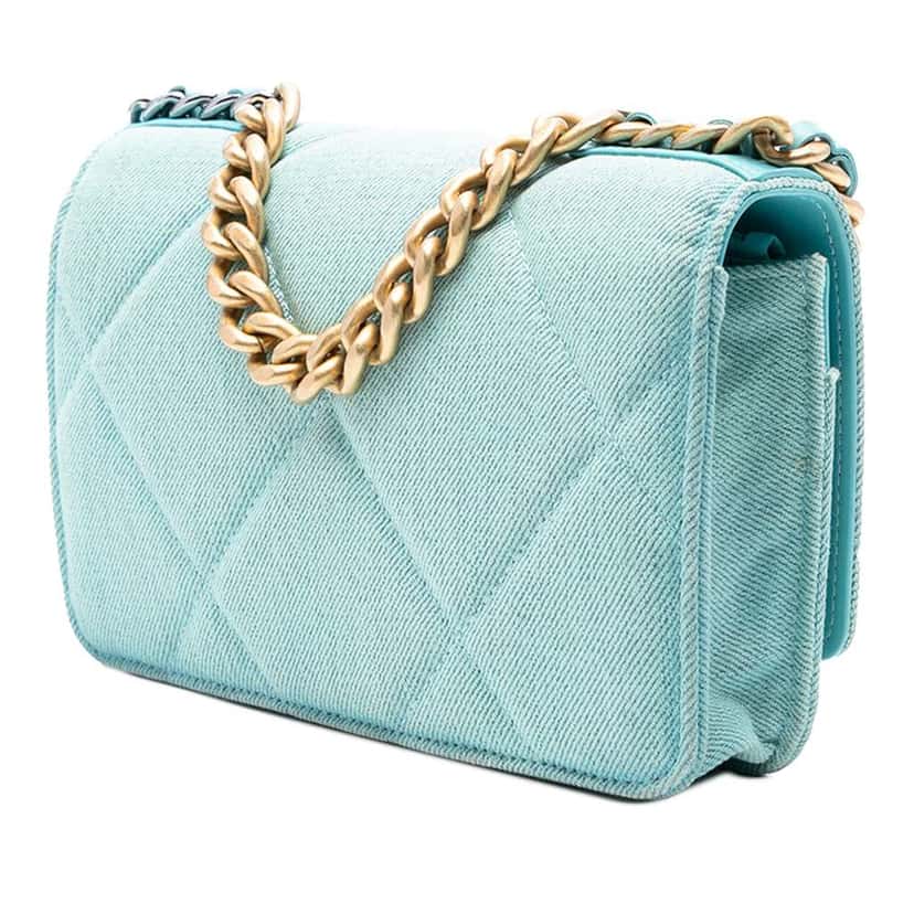 Chanel Denim 19 Flap Wallet On Chain Blue Denim Very good condition - Back View