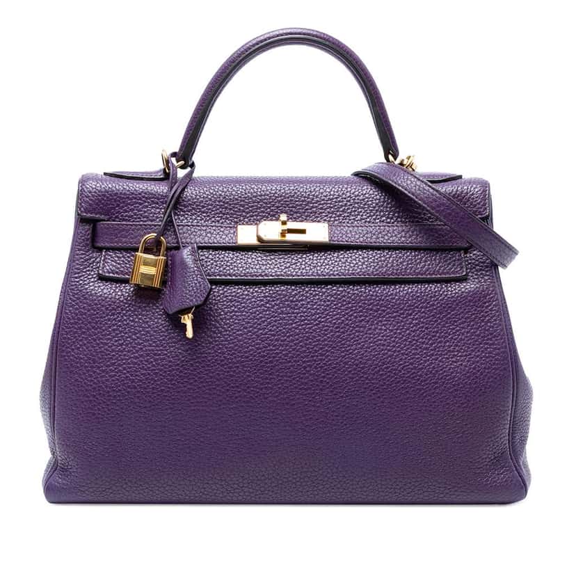 Hermès Togo Kelly II Retourne 32 Purple Leather Good condition - Front View