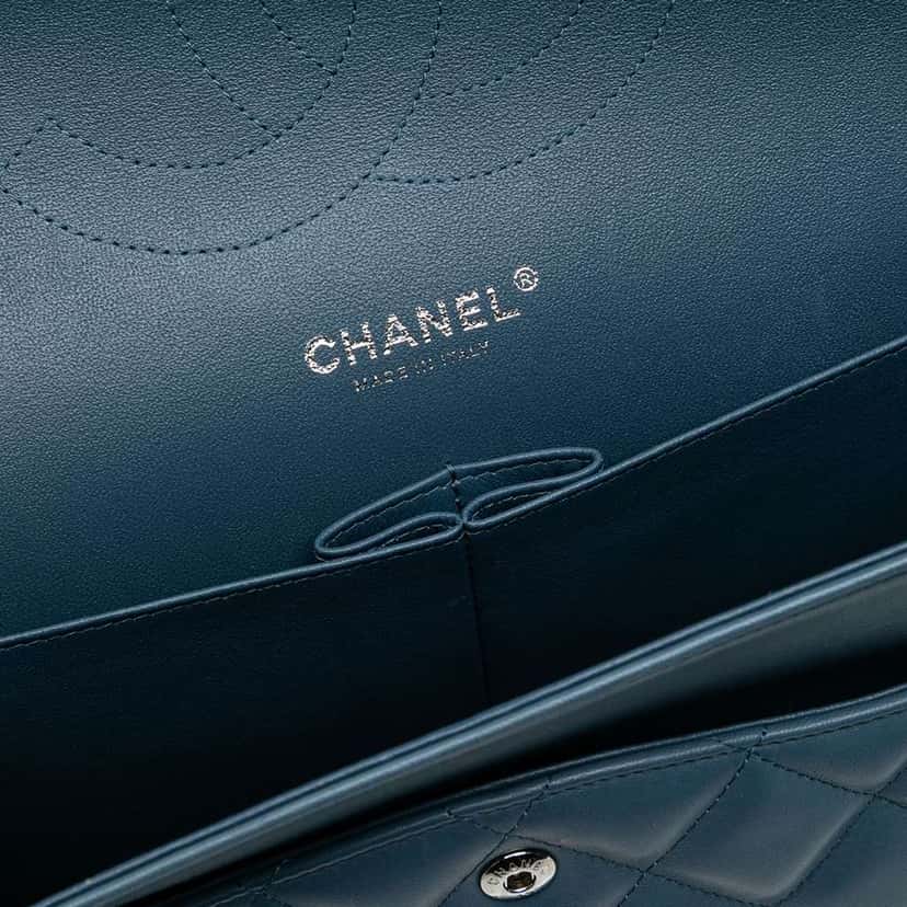 Chanel Jumbo Classic Lambskin Double Flap Blue Leather Good condition - Box View