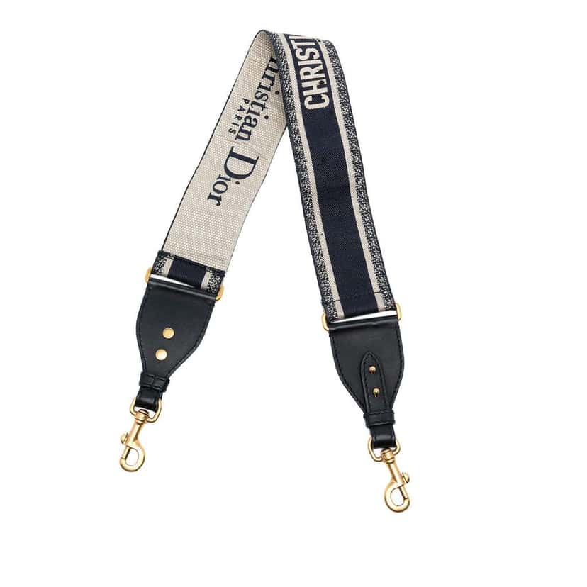 Dior Canvas Logo Embroidered Shoulder Strap Blue Canvas Good condition - Front View