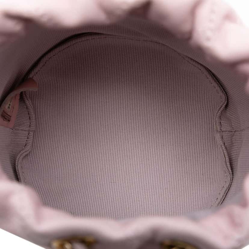 Chanel Mini Quilted Calfskin About Pearls Drawstring Bucket Bag Pink Leather Good condition - Model View