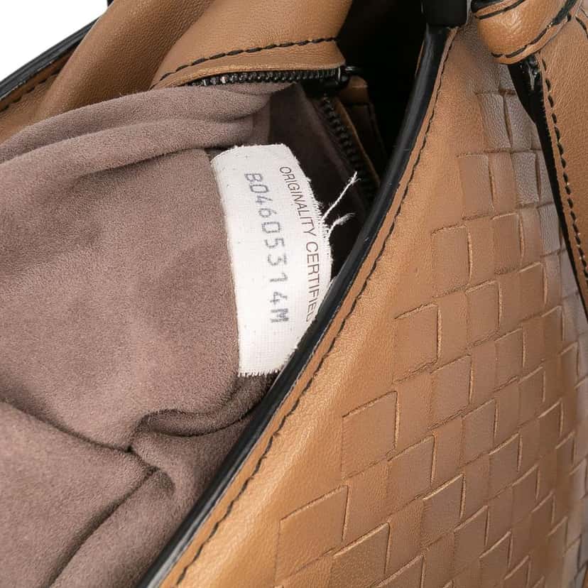 Bottega Veneta Medium Nappa Intrecciato Monaco Satchel Brown Leather Good condition - Box View