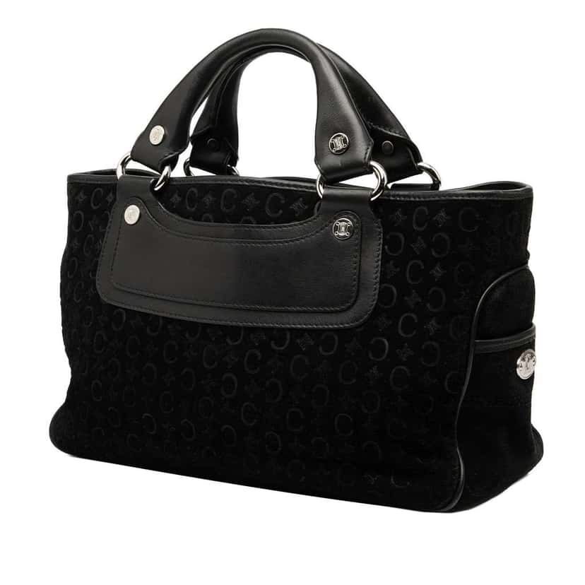 Celine C Macadam Suede Boogie Handbag Black Leather Very good condition - Back View