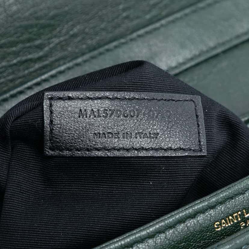 Saint Laurent Small Quilted Lambskin Becky Chain Shoulder Bag Green Leather Good condition - Box View