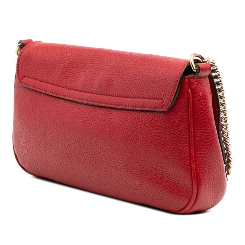 Gucci Medium Leather Soho Chain Flap Crossbody Red Leather Good condition - Back View