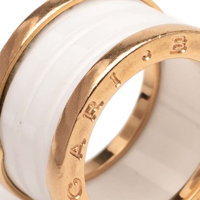 Bvlgari 18K Yellow Gold and Ceramic B.Zero1 Three Band Ring Gold Gold Good condition - Box View