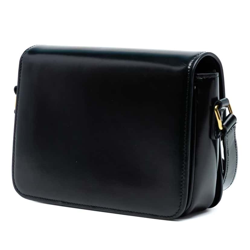 Celine Teen Shiny Calfskin Triomphe Crossbody Black Leather Good condition - Back View