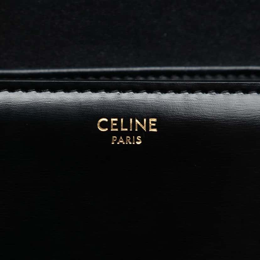 Celine Teen Shiny Calfskin Triomphe Crossbody Black Leather Good condition - Box View