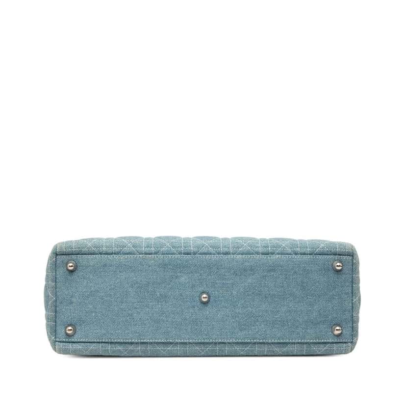 Dior Large Denim Cannage Acrylic Handles Lady Dior Blue Denim Very good condition - Inside View
