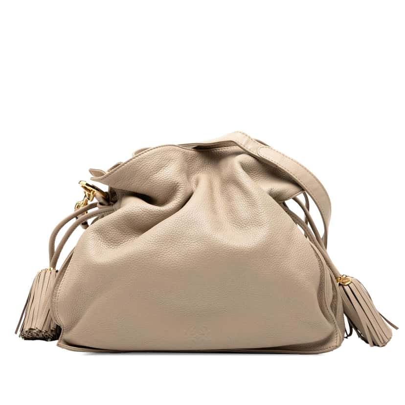 Loewe Nappa Flamenco Tassel 30 Brown Leather Good condition - Front View