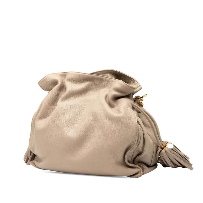 Loewe Nappa Flamenco Tassel 30 Brown Leather Good condition - Back View