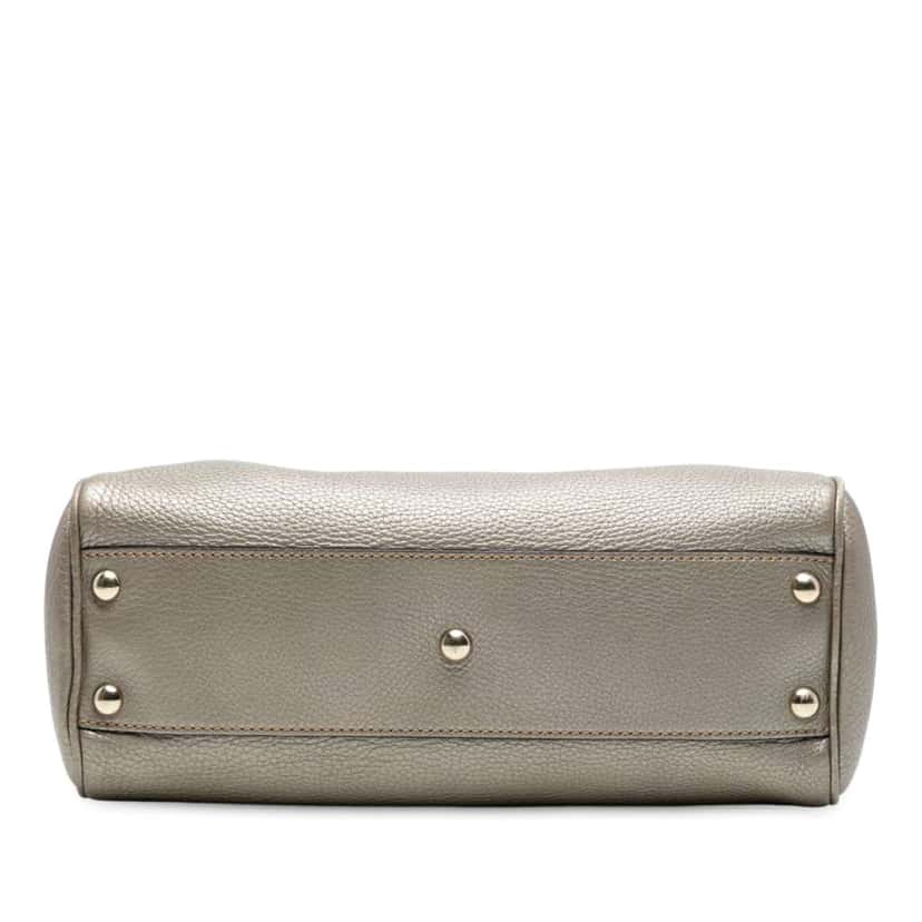 Gucci Small Calfskin Bamboo Shopper Satchel Gold Leather Good condition - Inside View