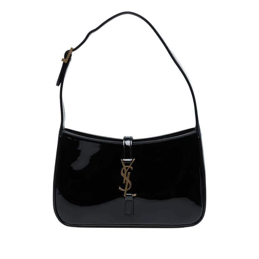 Saint Laurent Patent Le 5 a 7 Shoulder Bag Black Leather Good condition - Front View